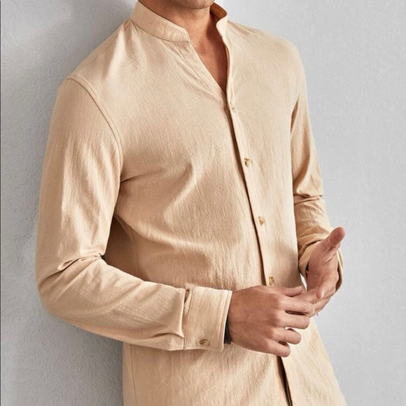 Men Solid Button Up Shirt - Picture 2 of 3